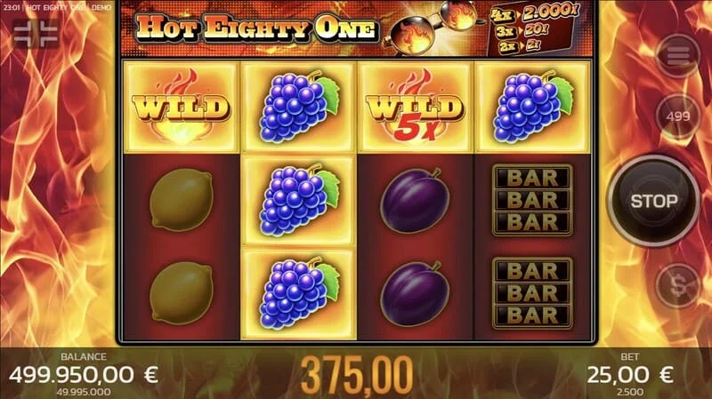 Hot Eighty One - Ana oturum, makaralar bahis ve kontrol paneli ile